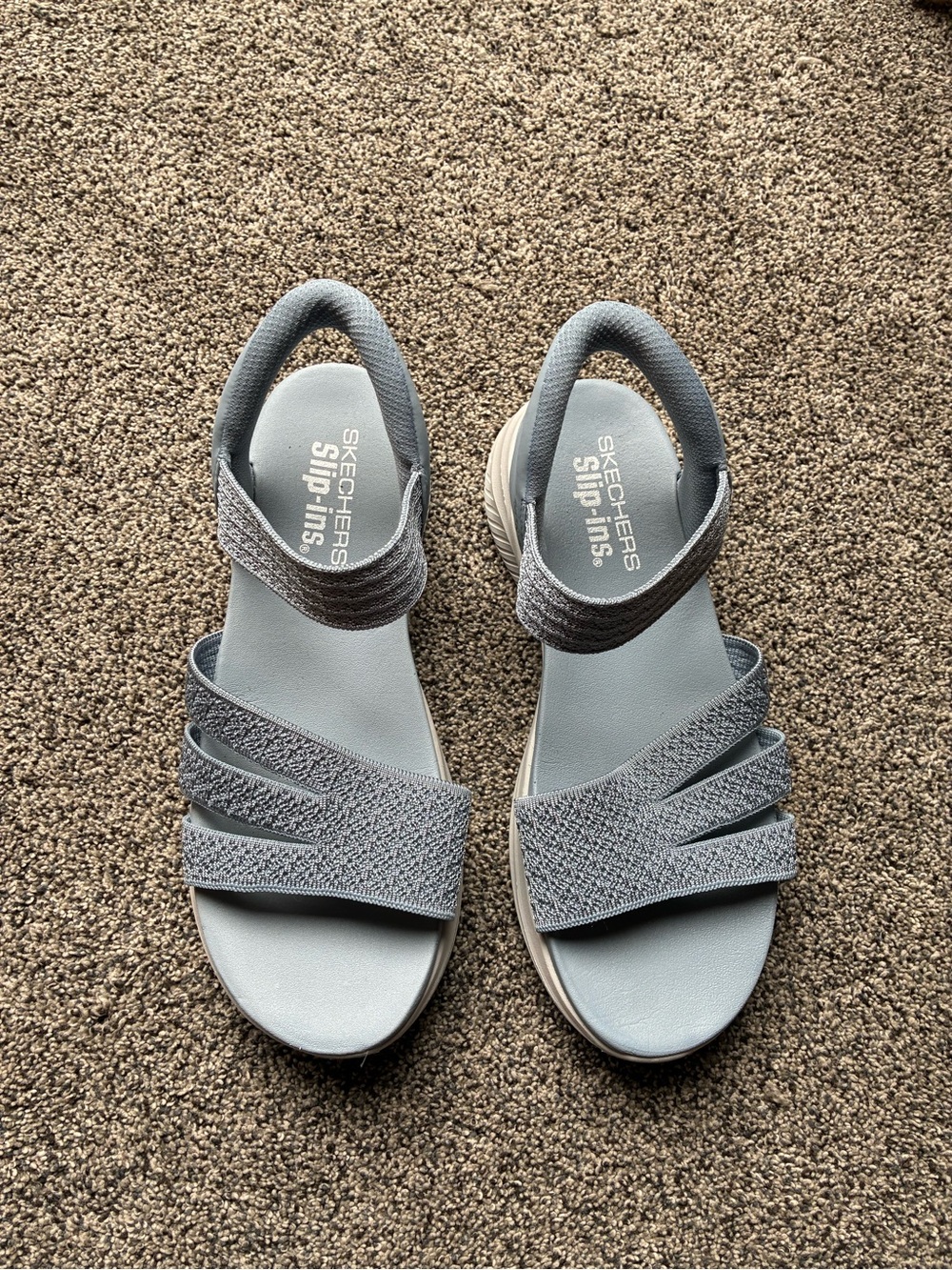 Skechers Slip-ins Ultra Flex 3.0 Vegan Washable Sandals in Slate Blue, Size 9.5